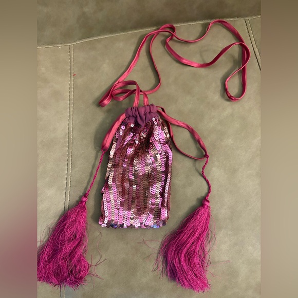 The Attico pink sequin drawstring shoulder drawstring bag small - Picture 3 of 8